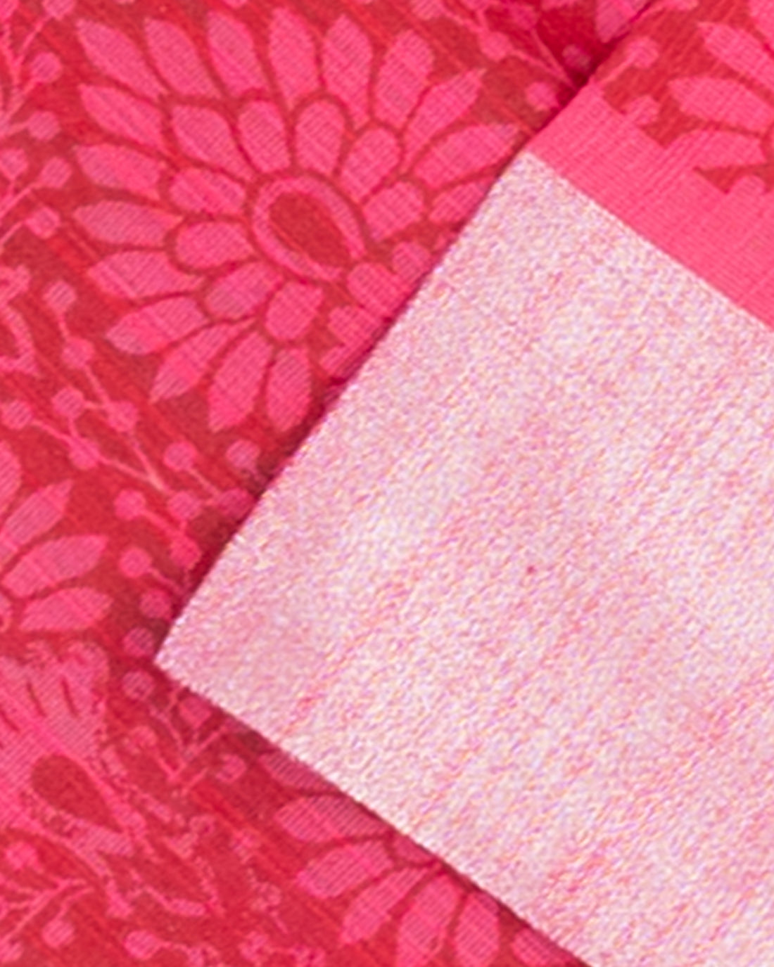 Elegance in Floral Print Semi Silk Saree  - Pink