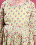 Women’s Floral Printed Maternity Feeding Dress with Round Neck 3/4th  Sleeves and Comfortable Empire Waist, Black