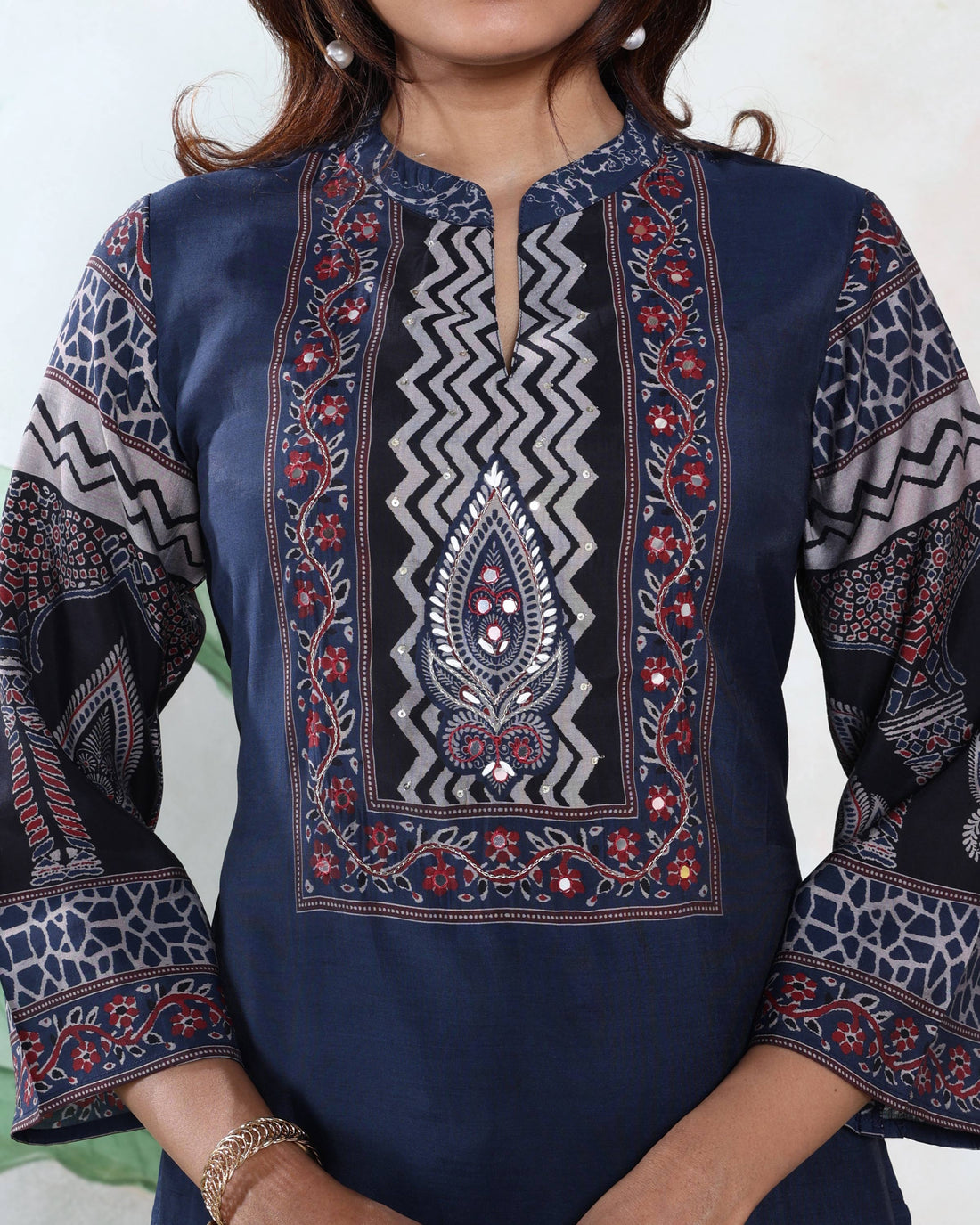 Women’s Printed Readymade Salwar Suit Set with Elegant Straight Kurta with Coordinated Bottom and Designer Ethnic Dupatta - Navy Blue