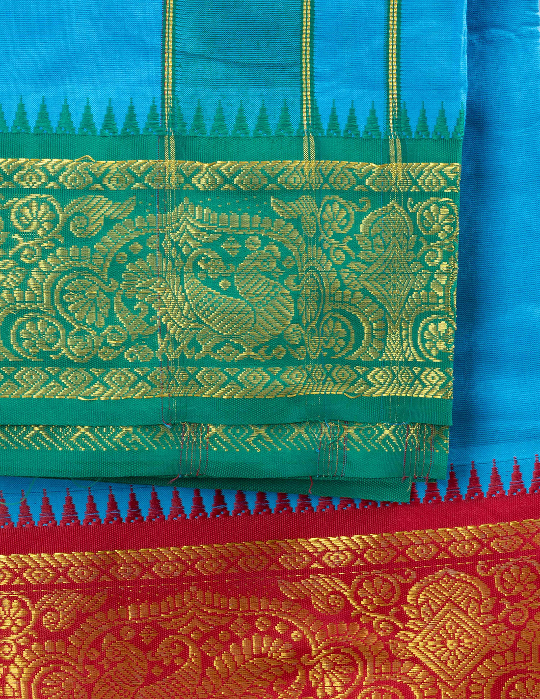 Blue Cotton Dhoti With Multi Border