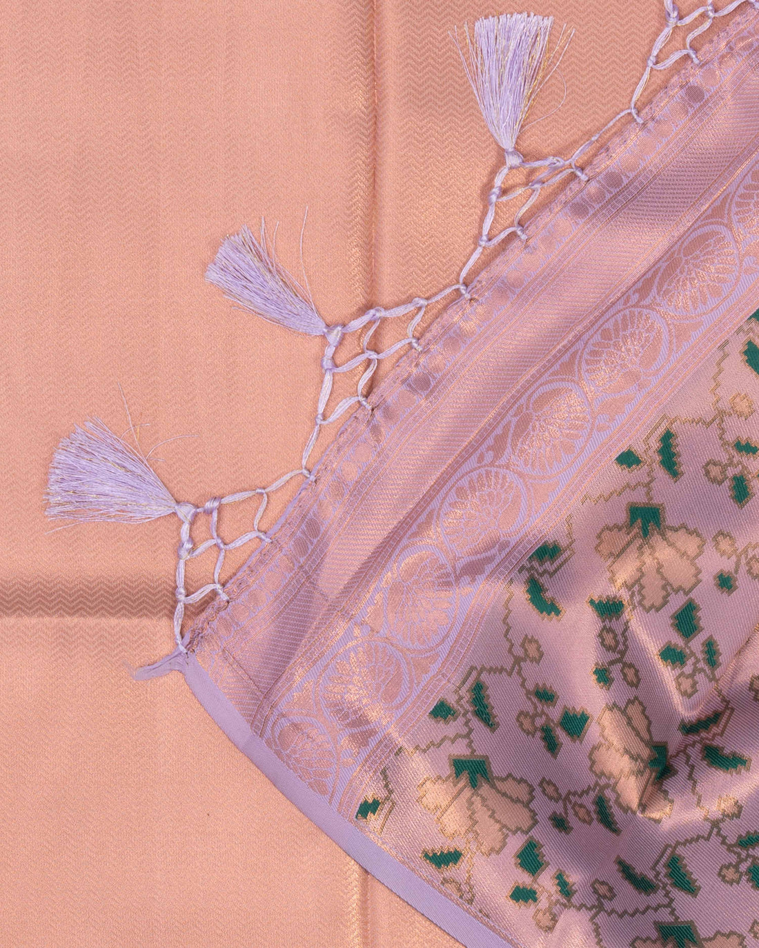Elegant Art Silk Drape with Intricate Peacock Motif Border - Peach
