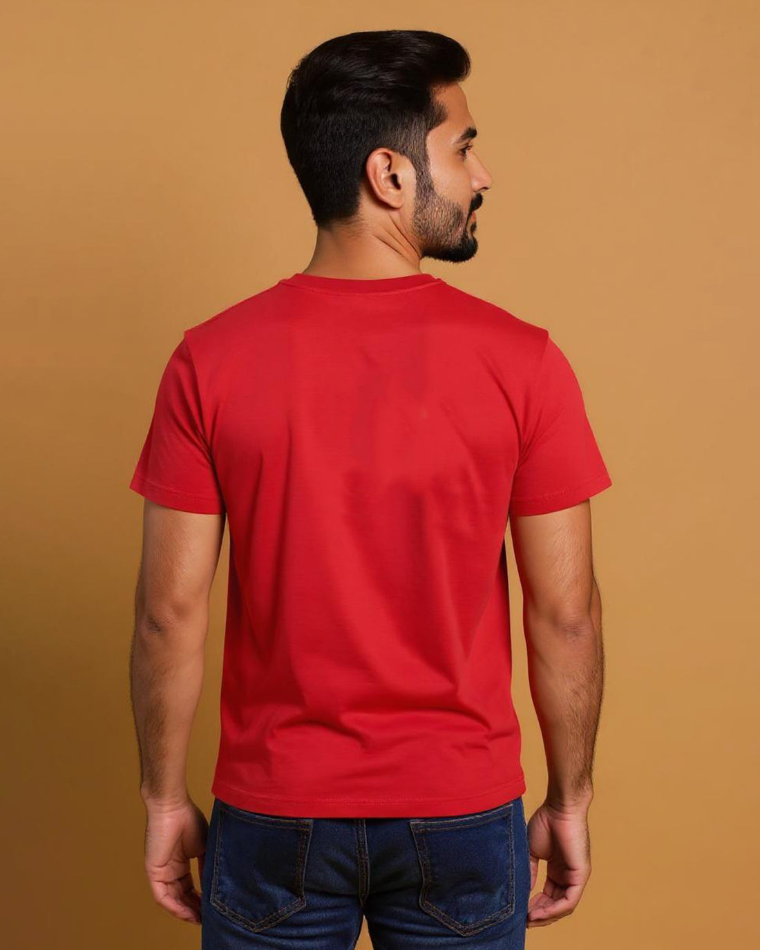 JASE Men's Solid Round Neck Half Sleeve Regular Fit T-Shirt - Red