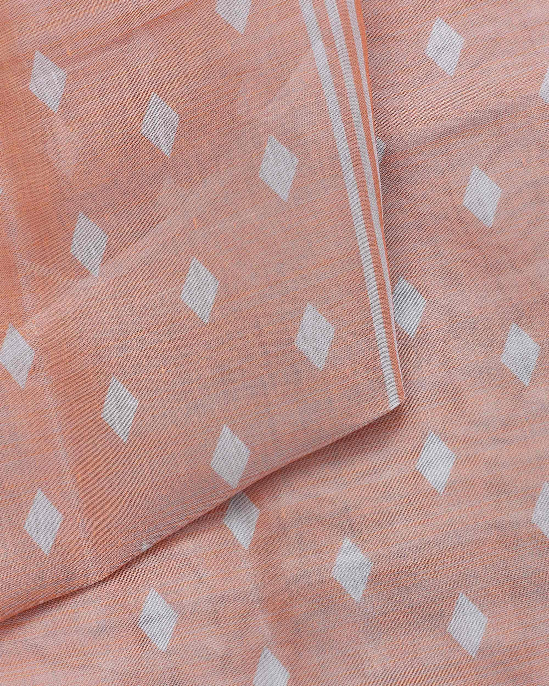 Ethnic Checked Design Tissue Saree - Orange