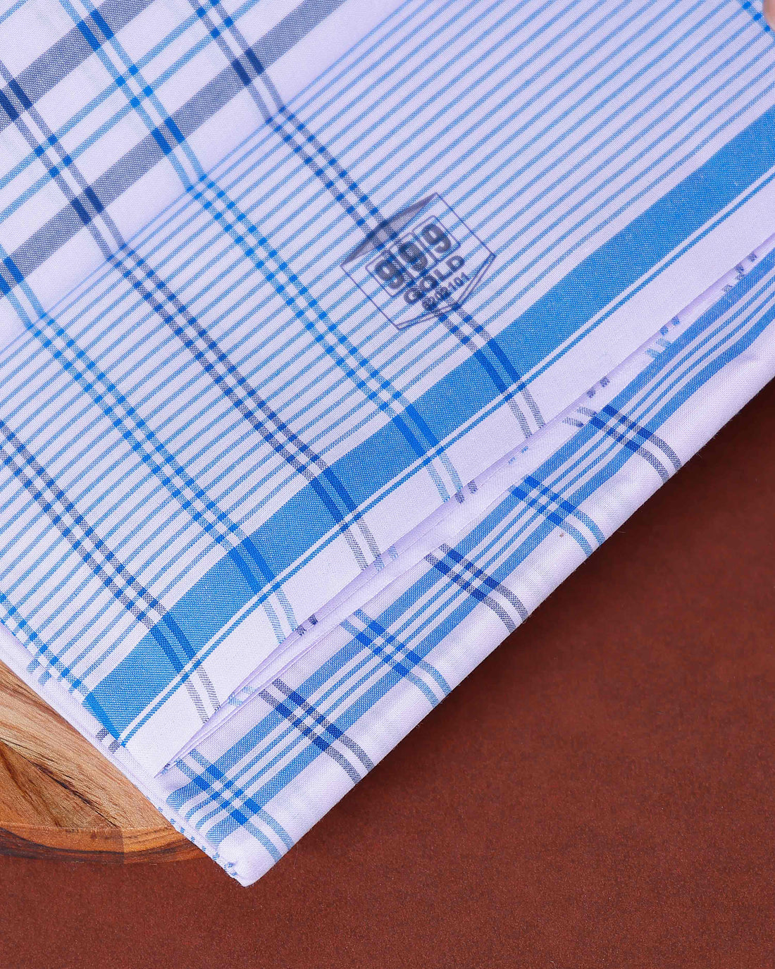 999 Brand Men's Premium Cotton Striped Lungi Stitched - White