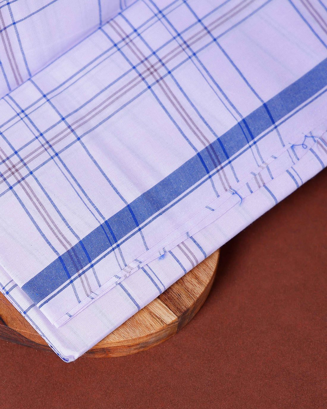 999 Brand Men's Premium Cotton Checked Lungi Stitched - White