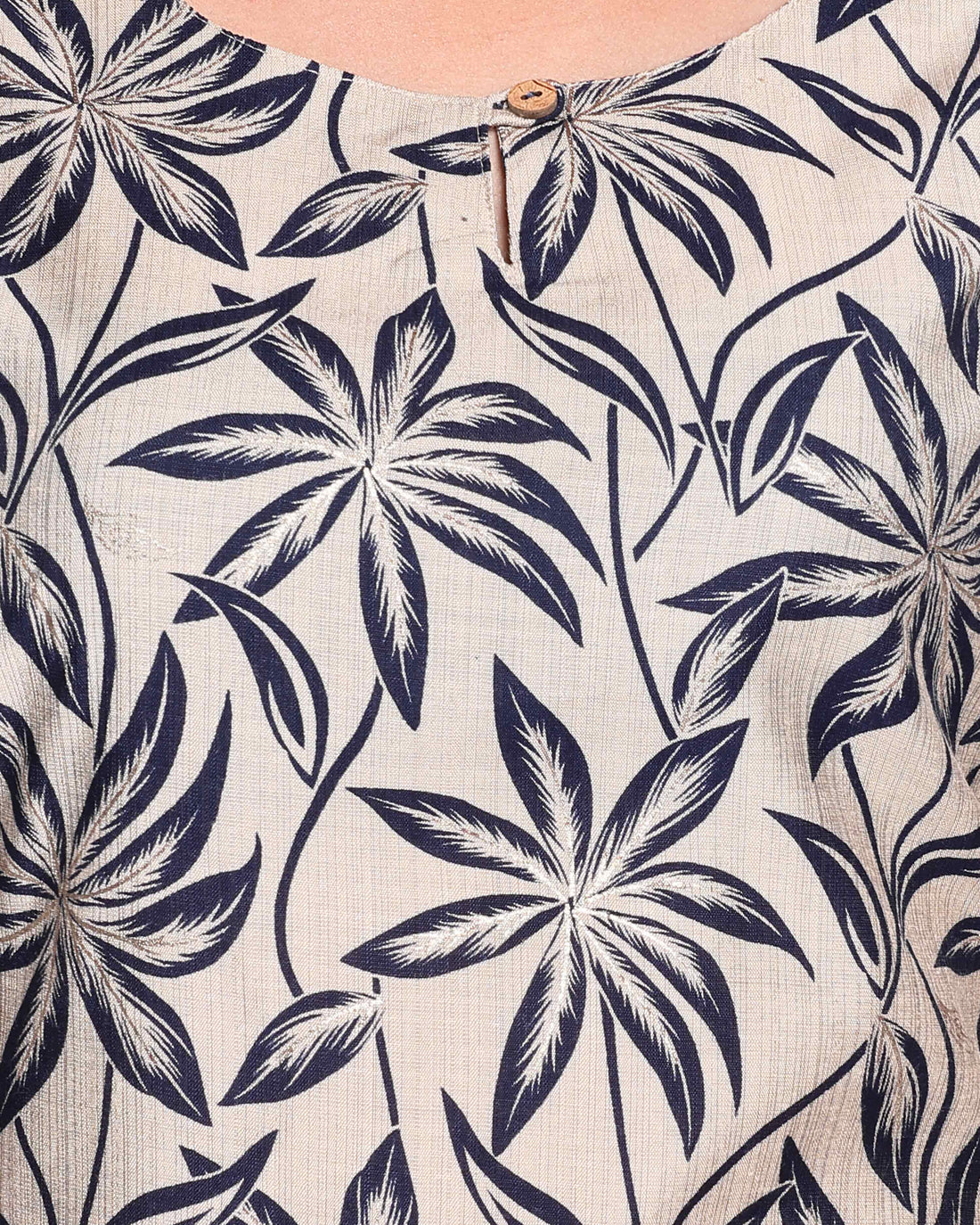 Women's Printed Kurta & Palazzo Set with Floral Motif - Cream