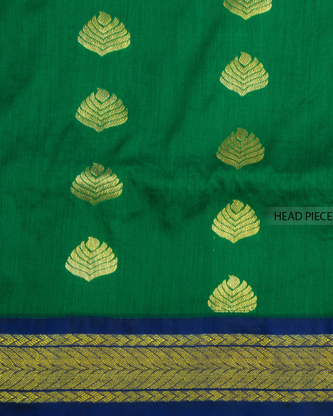 Green Kalyani Cotton Saree With Blue Border