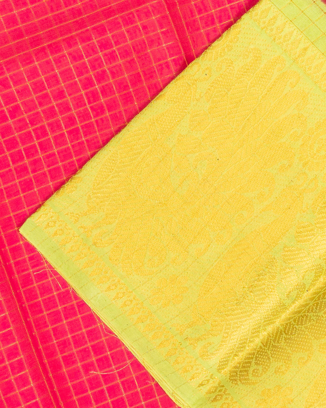 Pink Checked Sungudi Cotton Saree