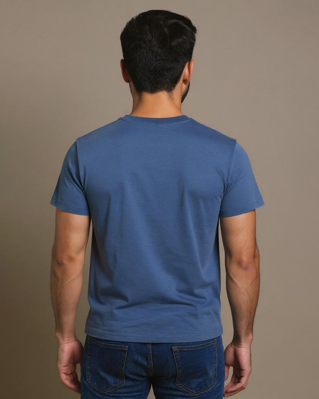 JASE Men's Solid Round Neck Half Sleeve Regular Fit T-Shirt - Blue