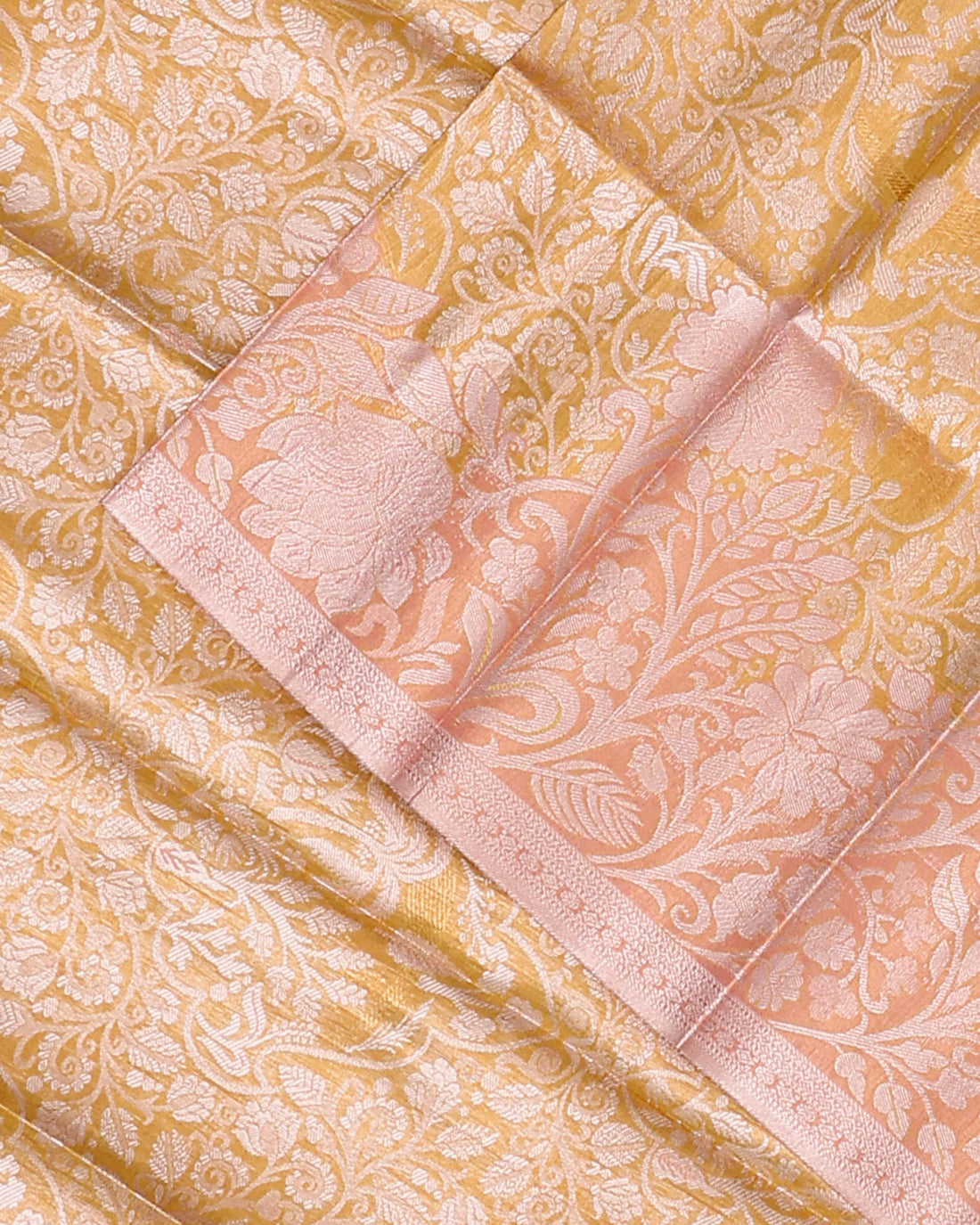 Exquisite Kanchipuram Tissue Saree with Intricate Zari Work and Floral Motifs - Yellow