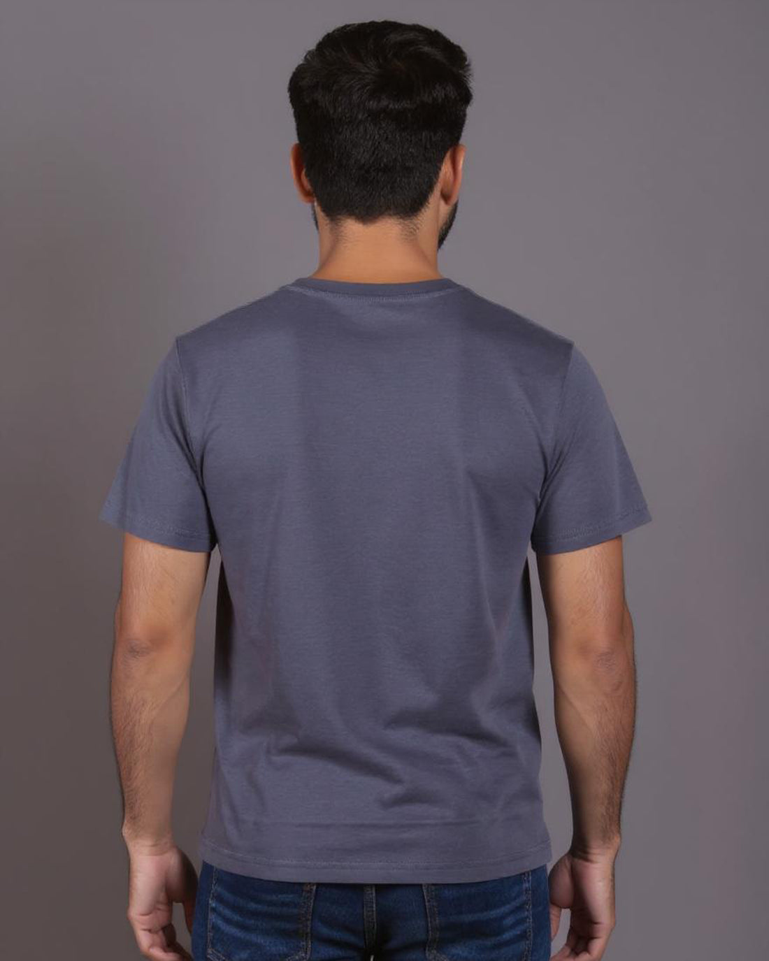 Nativebull Men's Solid Round Neck Half Sleeve Cotton T-Shirt - Grey