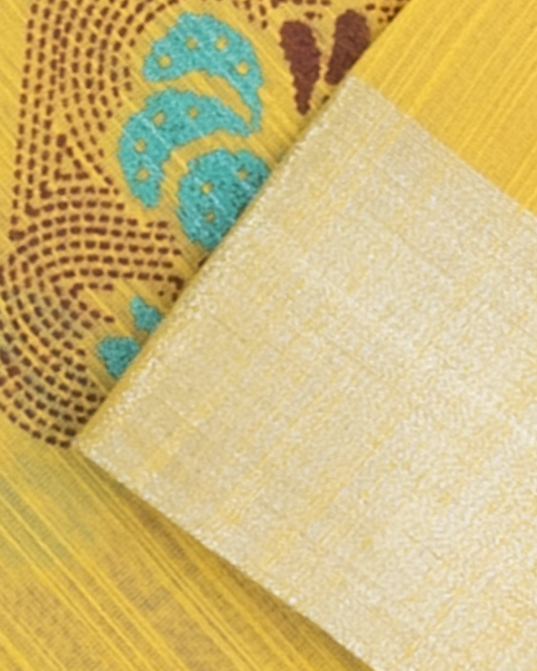 Elegance in Floral Print Semi Silk Saree  - Yellow