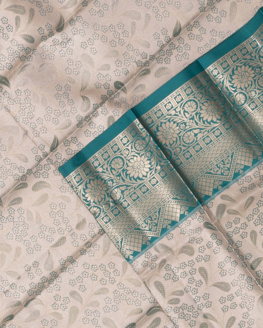 Ivory Printed Kanchipuram Tissue Saree