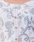 Women's Elegant Floral Print Straight Kurta with Palazzo Set, Off White