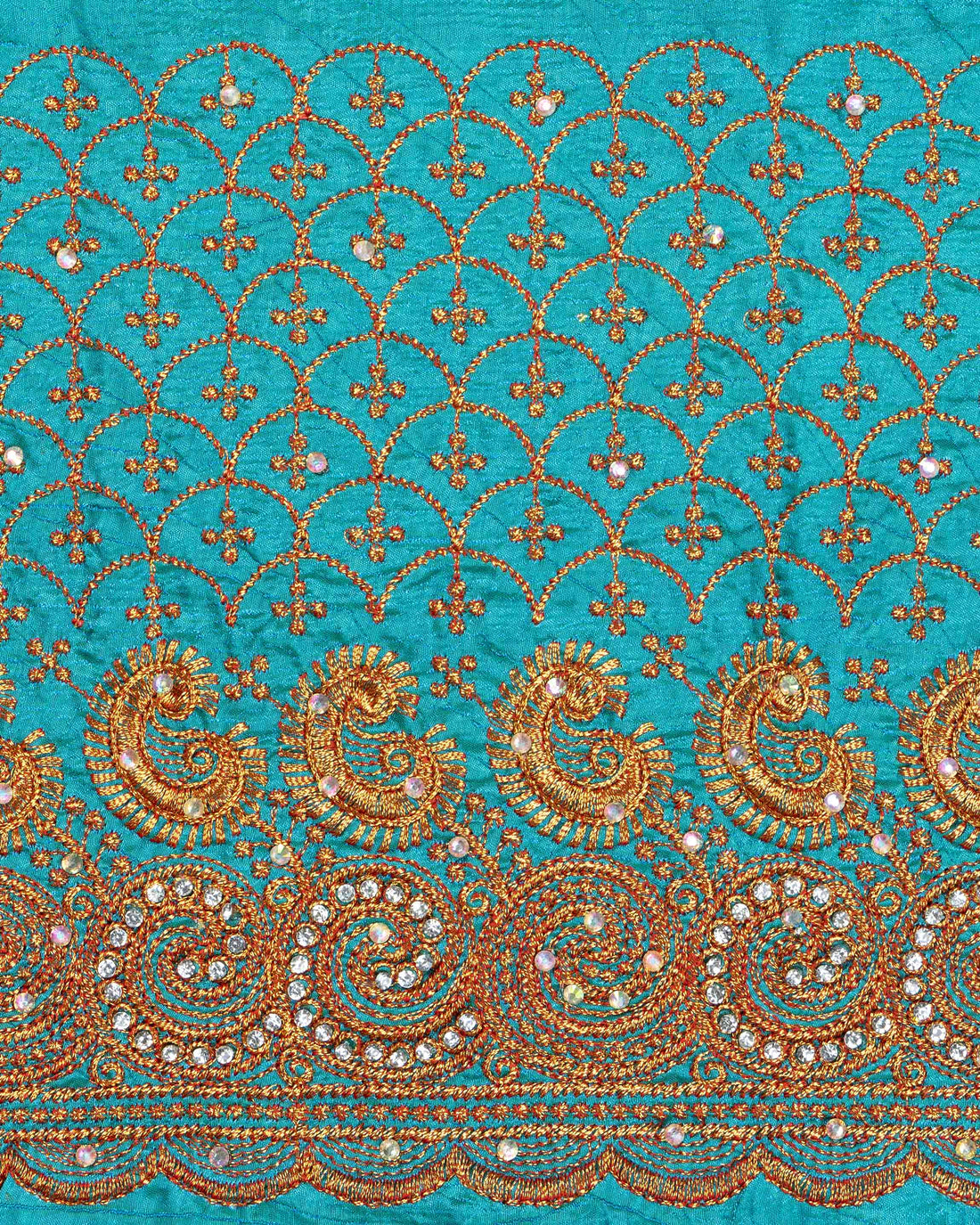 Green Embroidered Unstitched Blouse Material