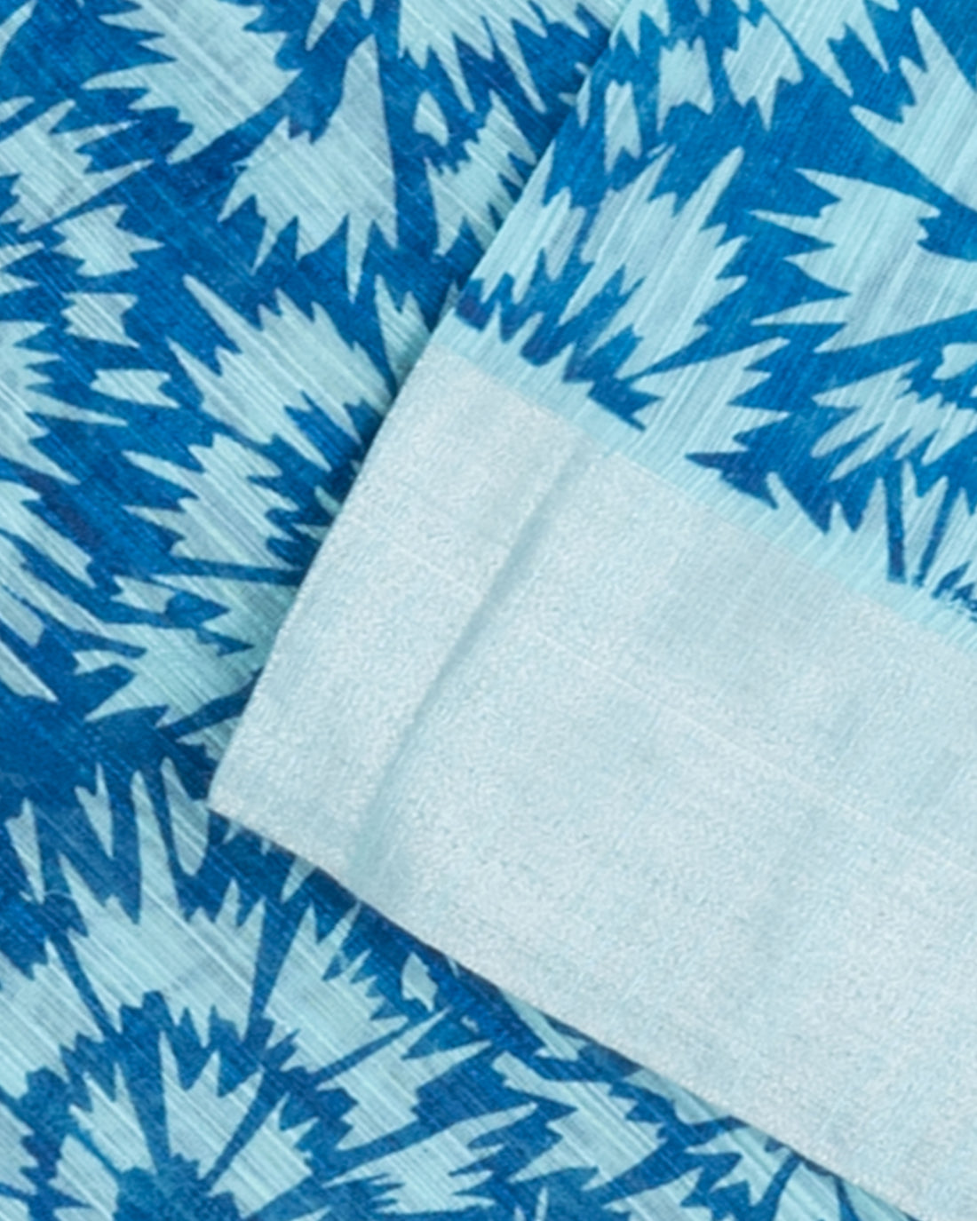 Blue Printed Poly Cotton Saree