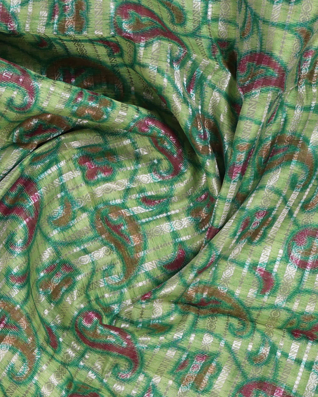 Elegance in Floral Print Semi Silk Saree - Green