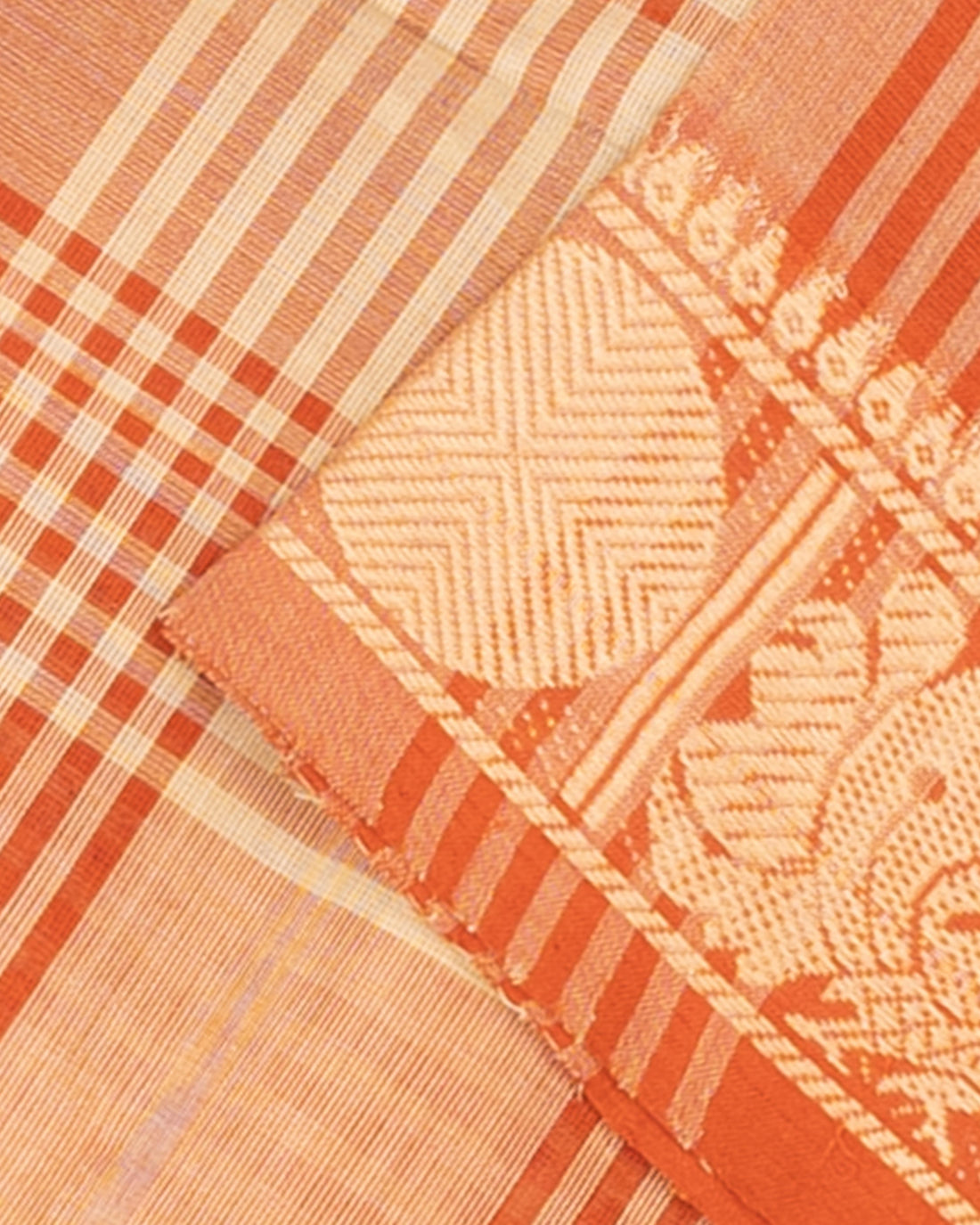 Checked Venkatagiri Cotton Saree with Zari Motifs and Traditional Border - Multi