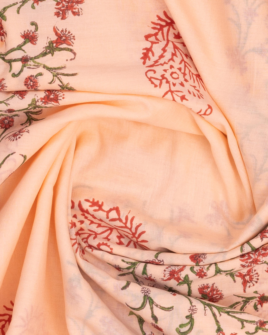 Light Peach Colour Mul Mul Cotton Saree