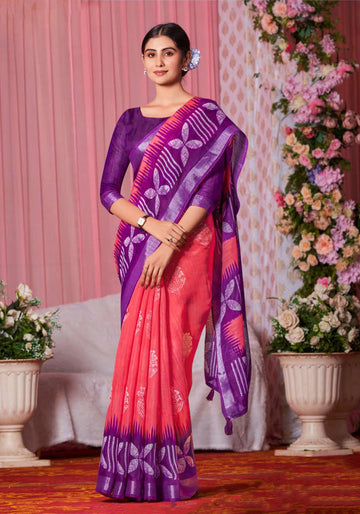 Uniform Saree with Zari Woven Design - Purple
