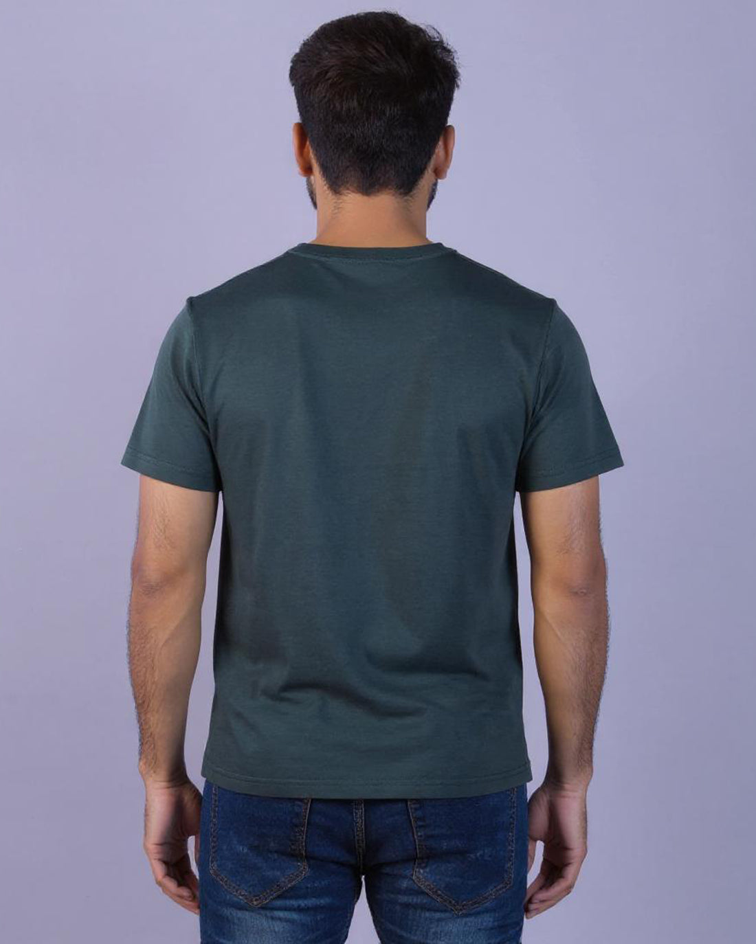 Nativebull Men's Solid Round Neck Half Sleeve Cotton T-Shirt - Green