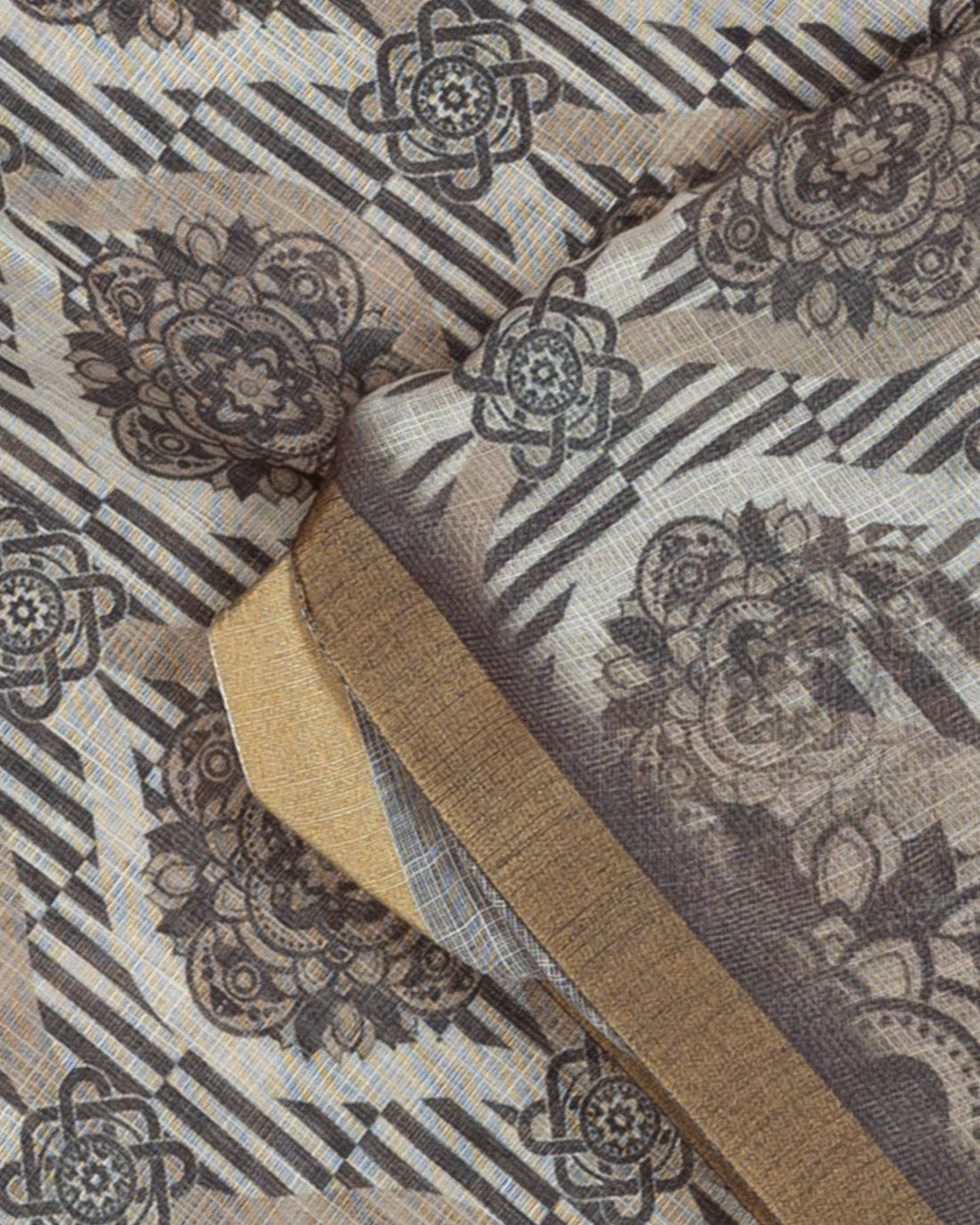 Multi Colour Printed Linen Cotton Saree
