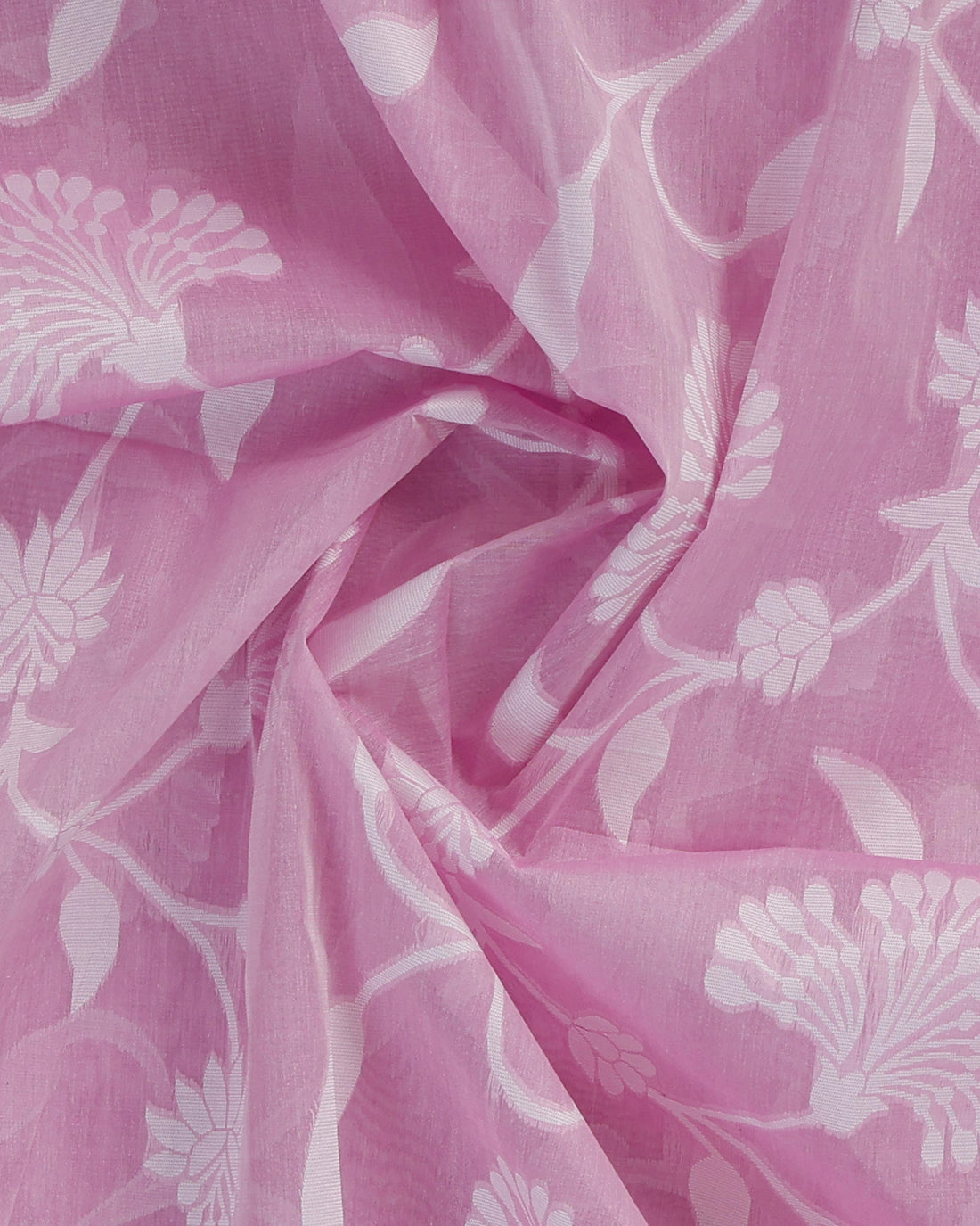 Elegant Floral Woven Bengal Cotton Saree - Pink