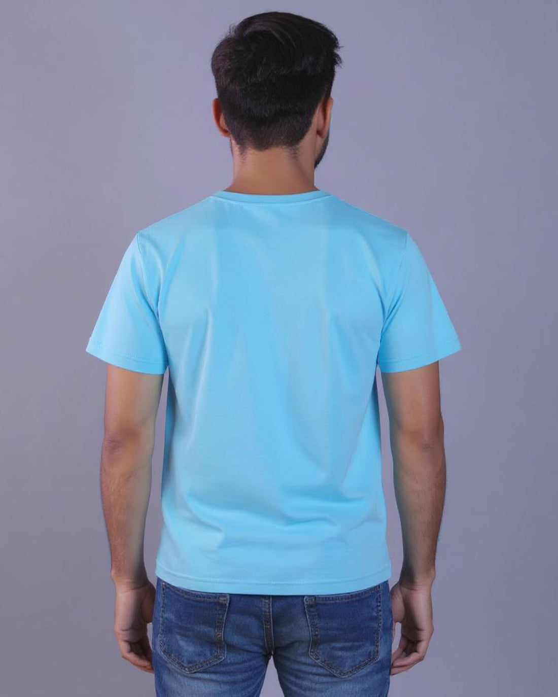 Nativebull Men's Solid Round Neck Half Sleeve Cotton T-Shirt - Blue