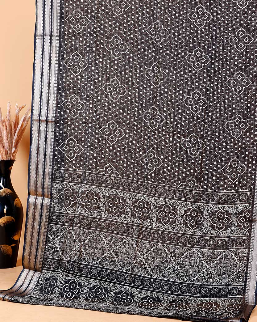 Elegant Dola Silk Saree with Bandhani Print Saree - Light Brown