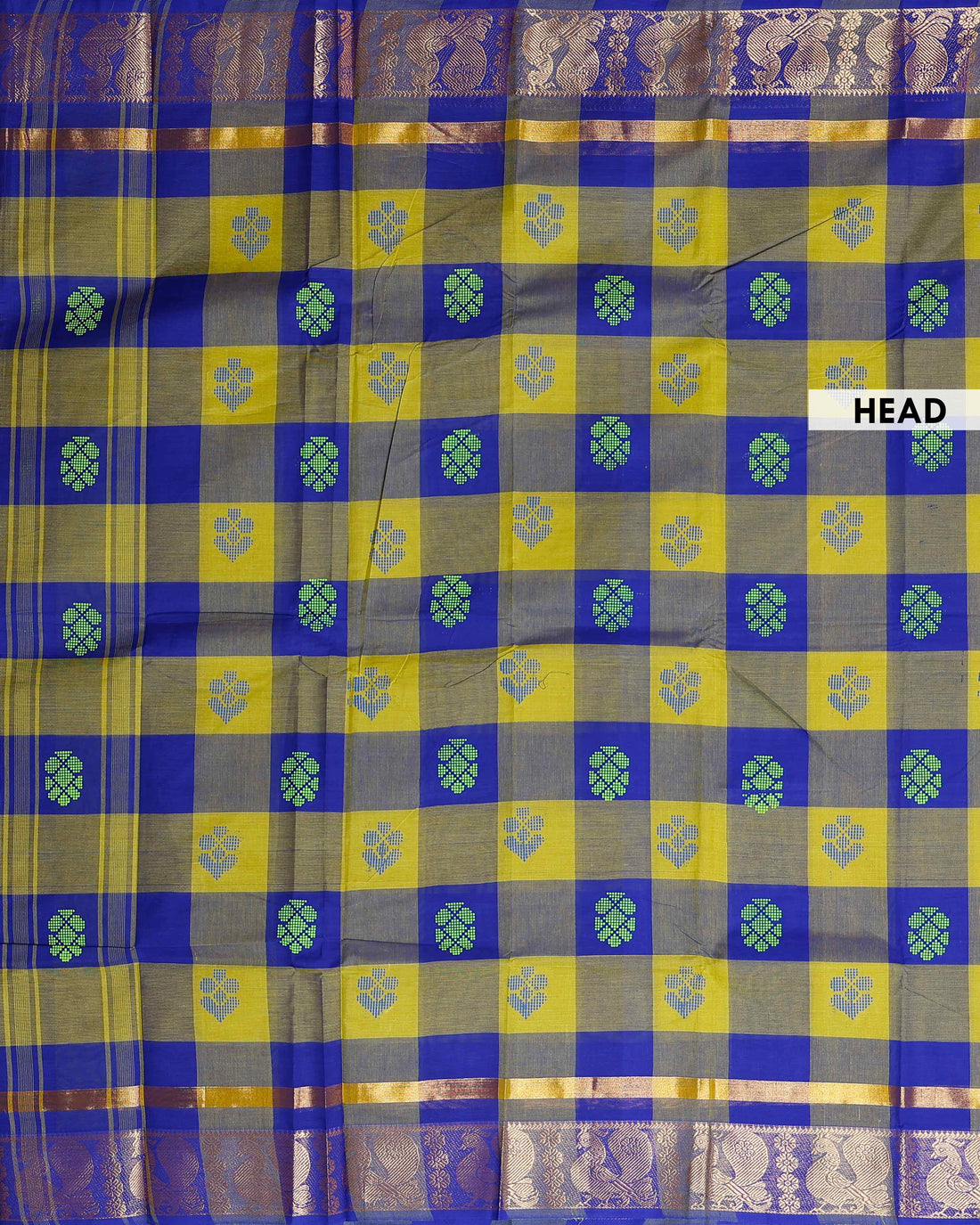 Elegant Chettinad Cotton Saree with Checks and Rich Zari Woven Pallu -Multi
