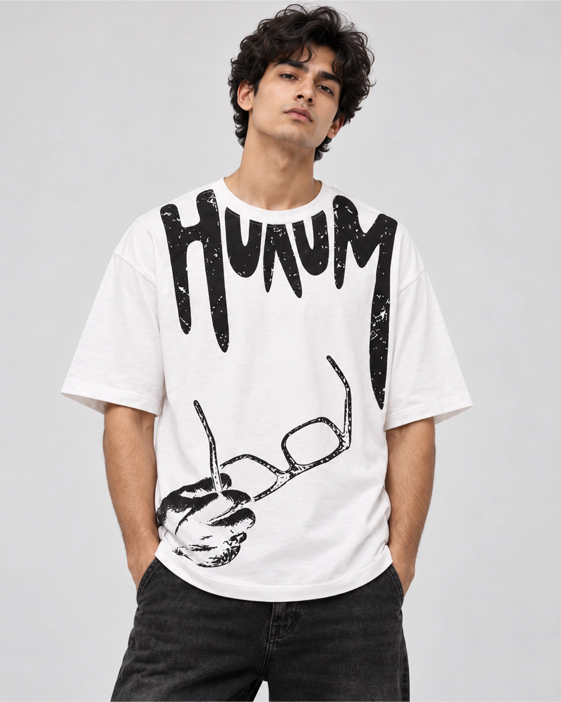 Men’s Nativebull Oversized Graphic Print Crew Neck Half Sleeve Jailer T-Shirt  - White