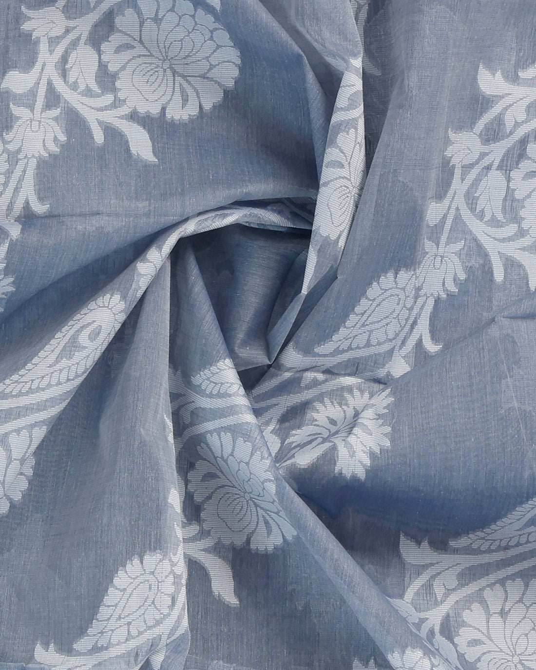 Elegant Floral Woven Bengal Cotton Saree - Grey
