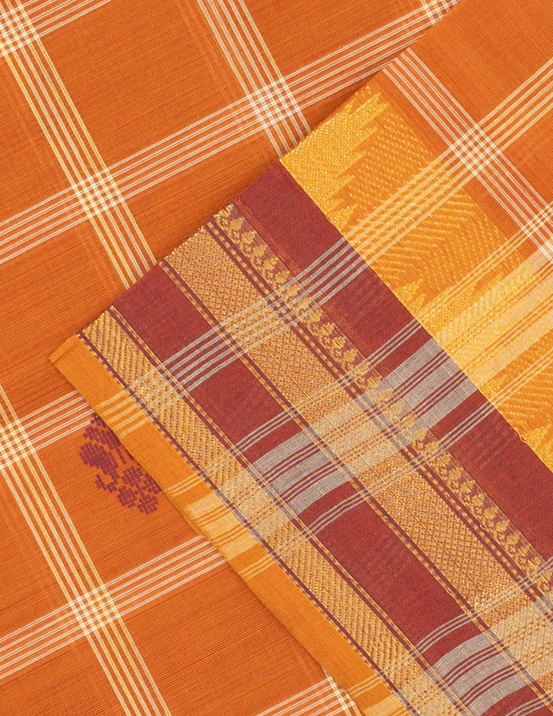 Brown Checked Design Venkatagiri Cotton Saree