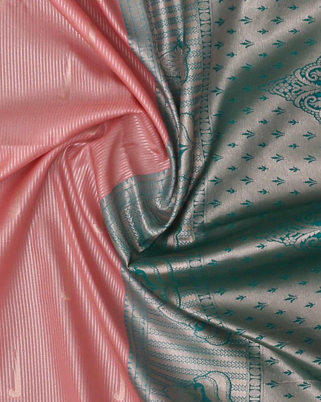 Ethnic Striped Design Soft Silk Saree - Pink