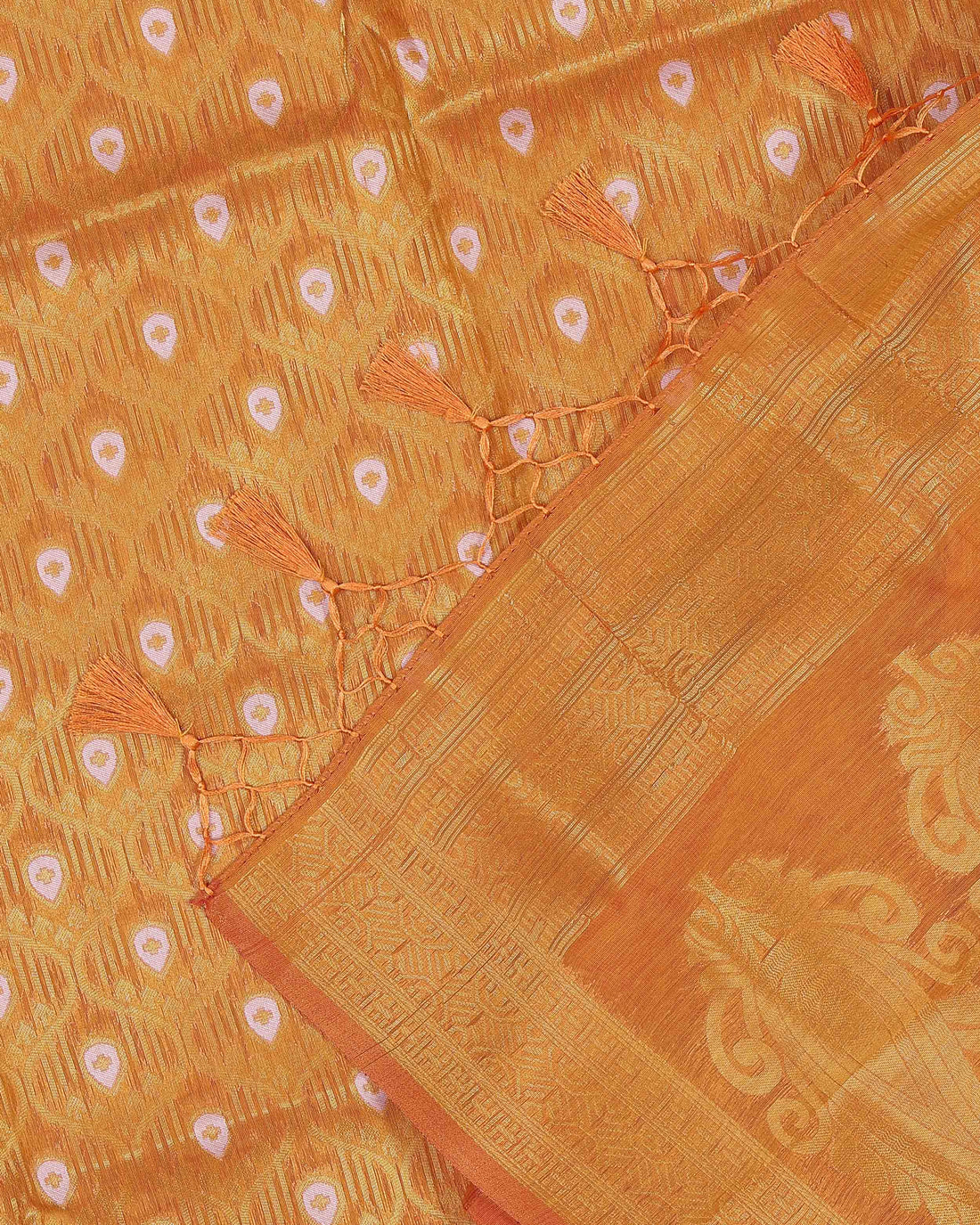 Elegant Art Silk Saree with Traditional Inspired Circular Patterns -Mustard