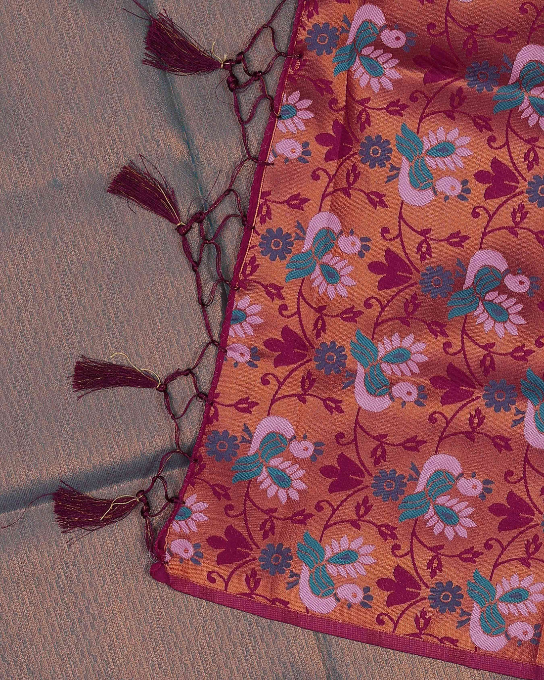 Elegant Art Silk Saree featuring Traditional Motif Border and Rich Texture - Grey
