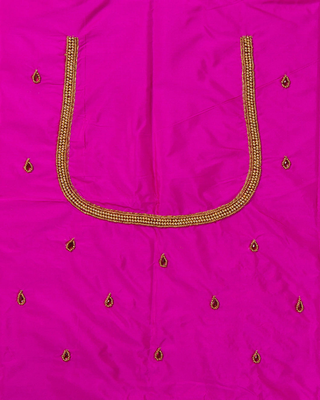 Exquisite Aari Work Unstitched Blouse Material - Pink