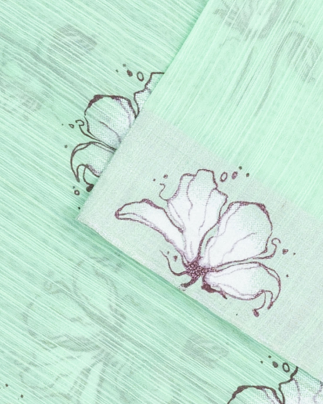 Elegance in Floral Print Semi Silk Saree  - Green