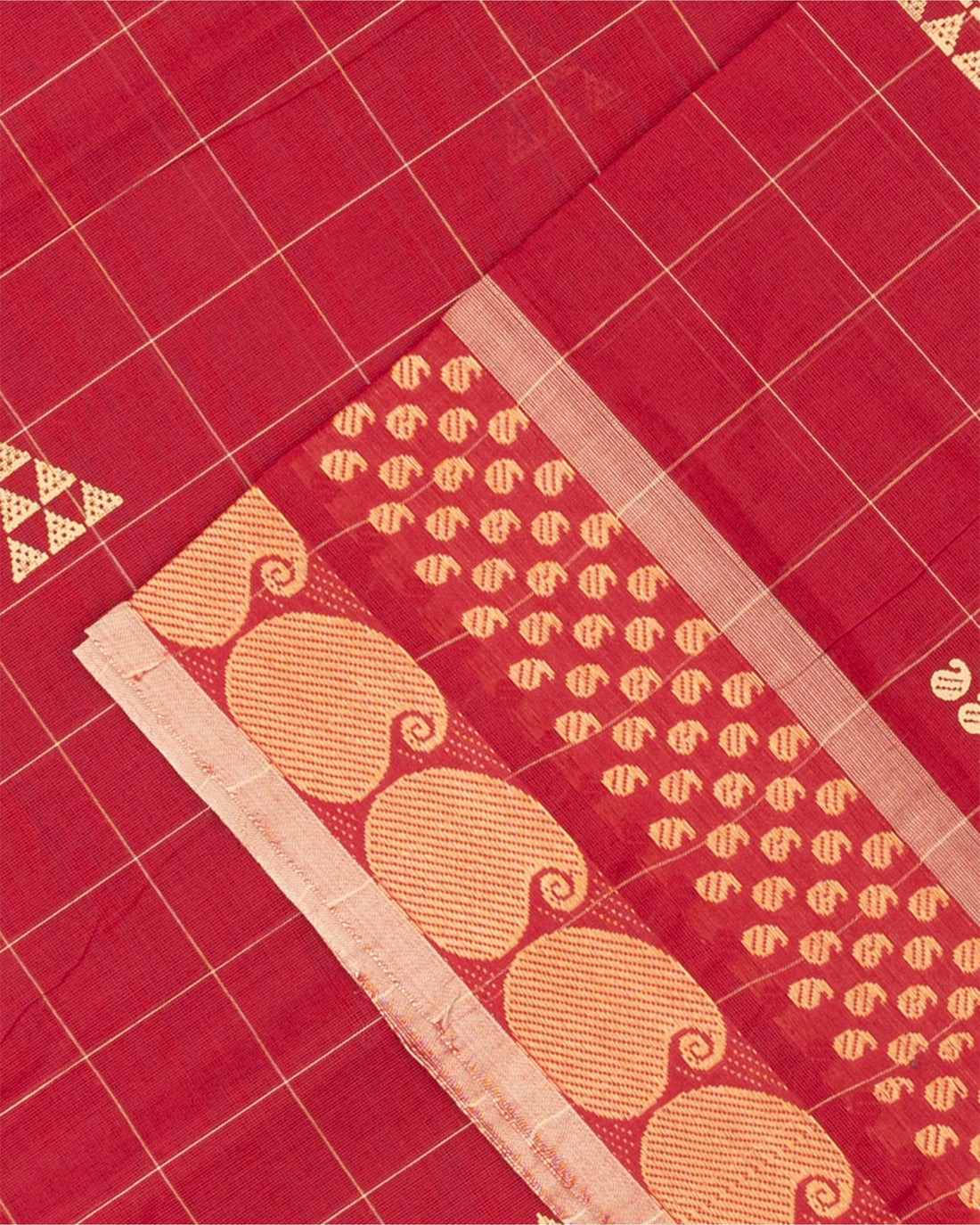 Maroon Checked Design Venkatagiri Cotton Saree