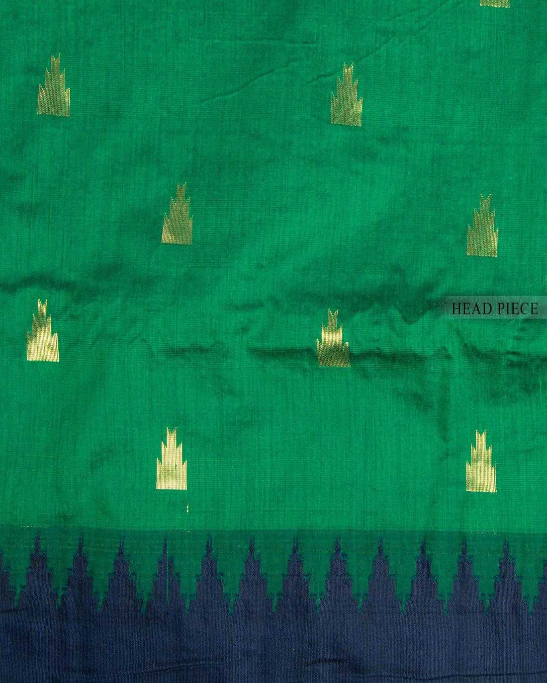 Green Kalyani Cotton Saree With Navy Blue Border