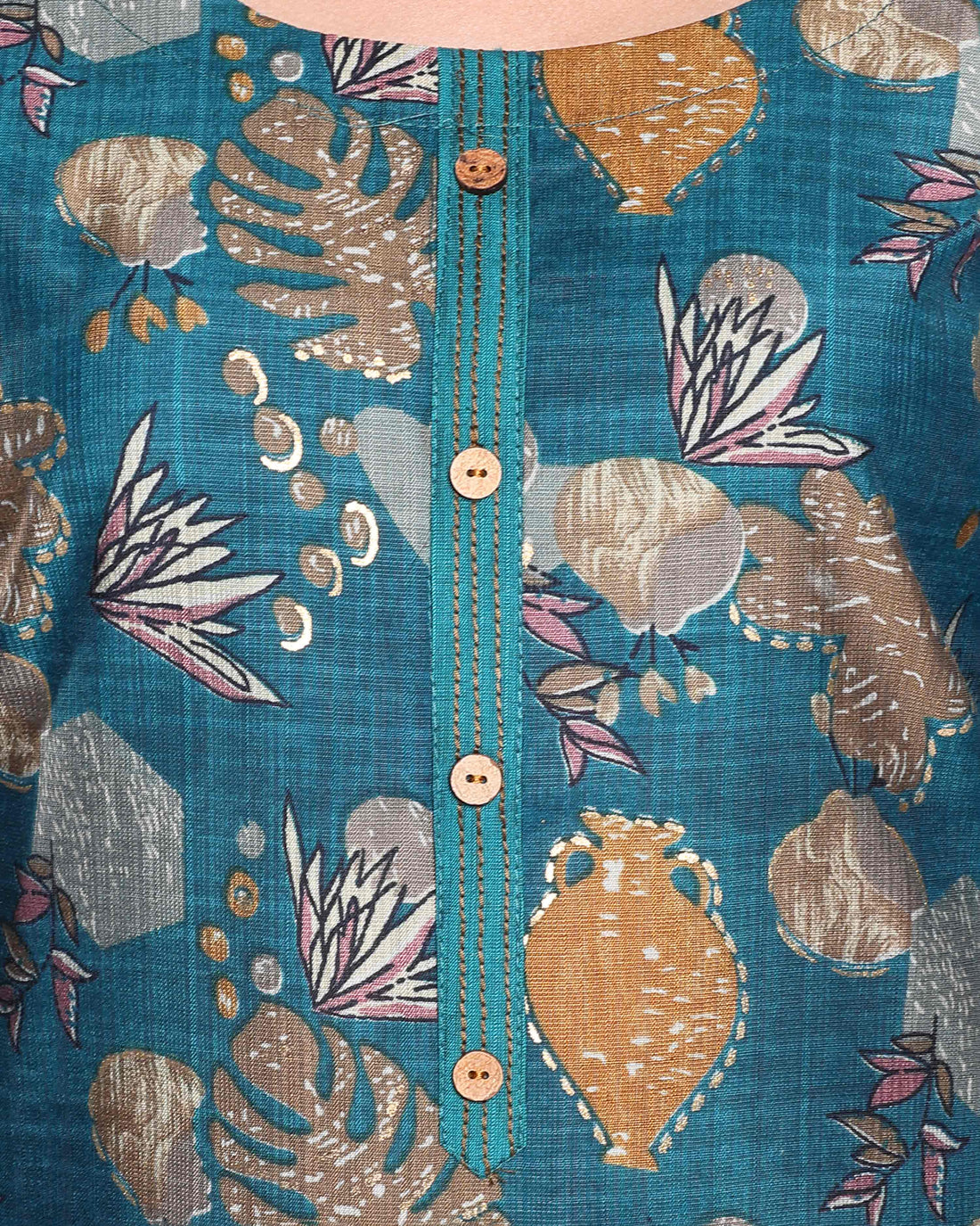 Elegant Women's Floral Printed Kurta with Palazzo Set - Teal