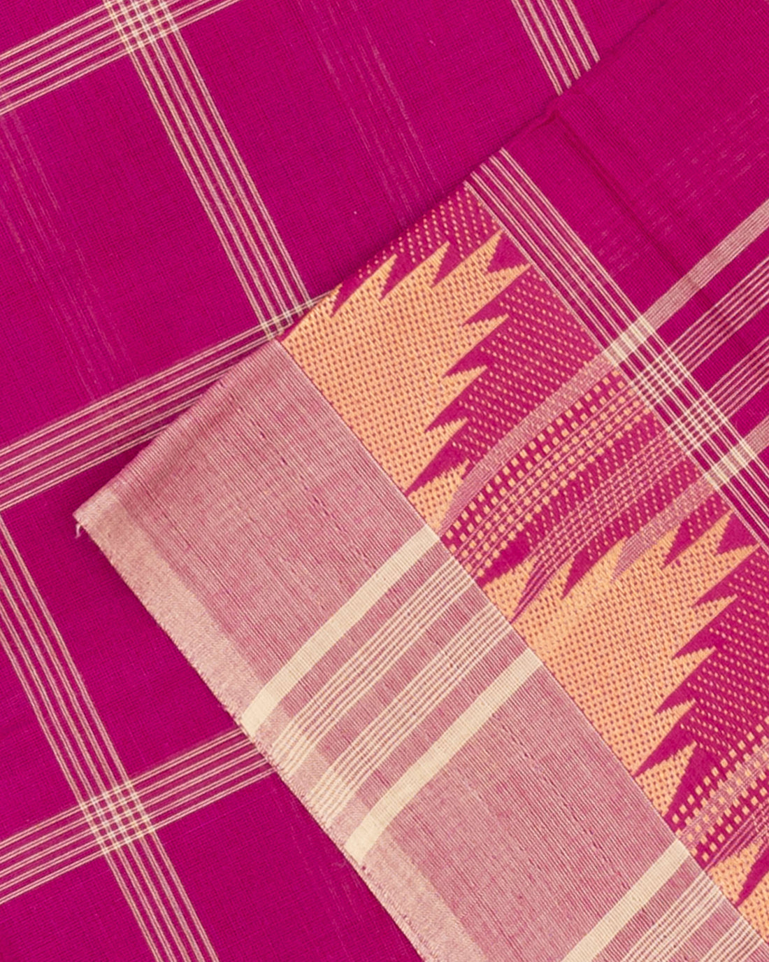 Magenta Checked Design Venkatagiri Cotton Saree
