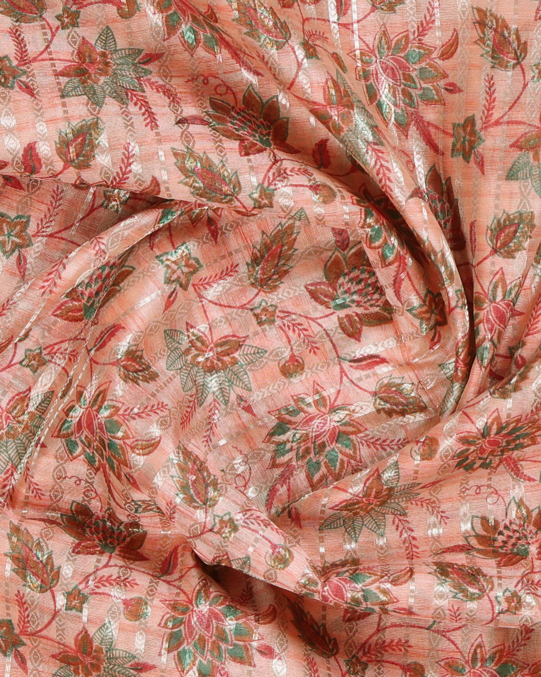 Elegance in Floral Print Semi Silk Saree  - Peach