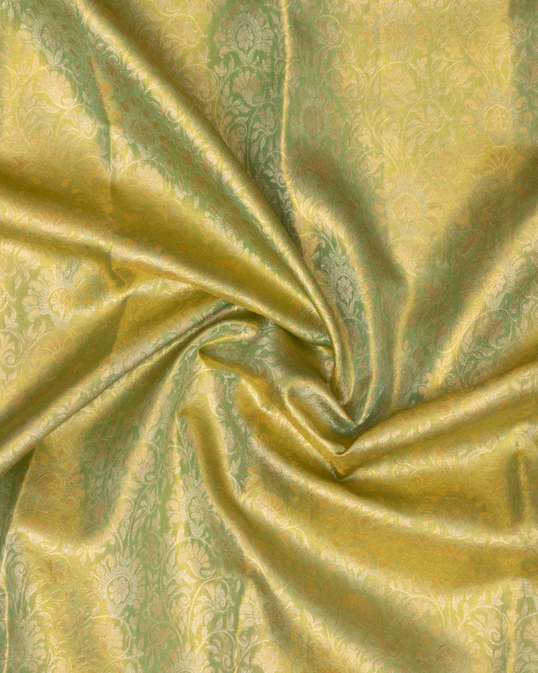 Classic Kanchipuram Tissue Silk Saree with Intricate Zari Weaving and Floral Motif Border - Green