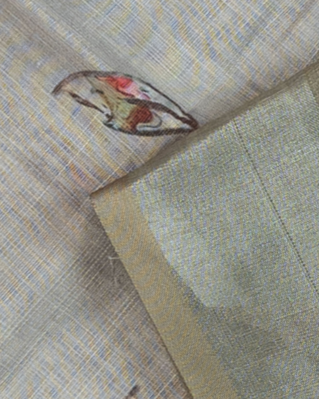 Grey Colour Printed Linen Cotton Saree