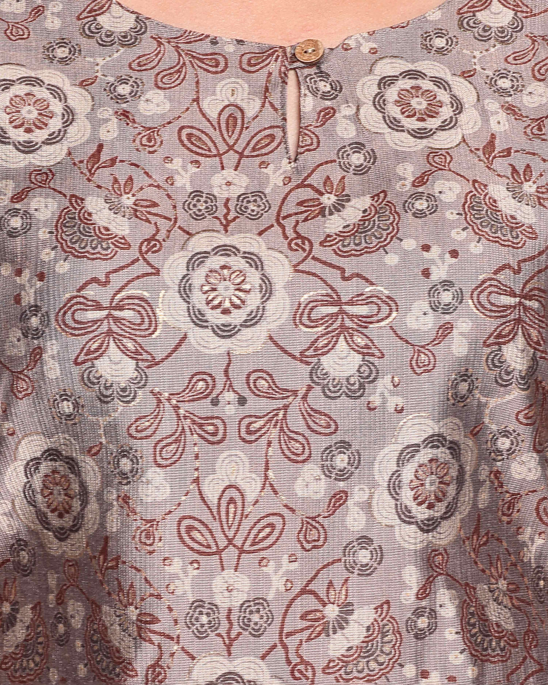 Elegant Women's Floral Printed Kurta with Palazzo Set - Brown