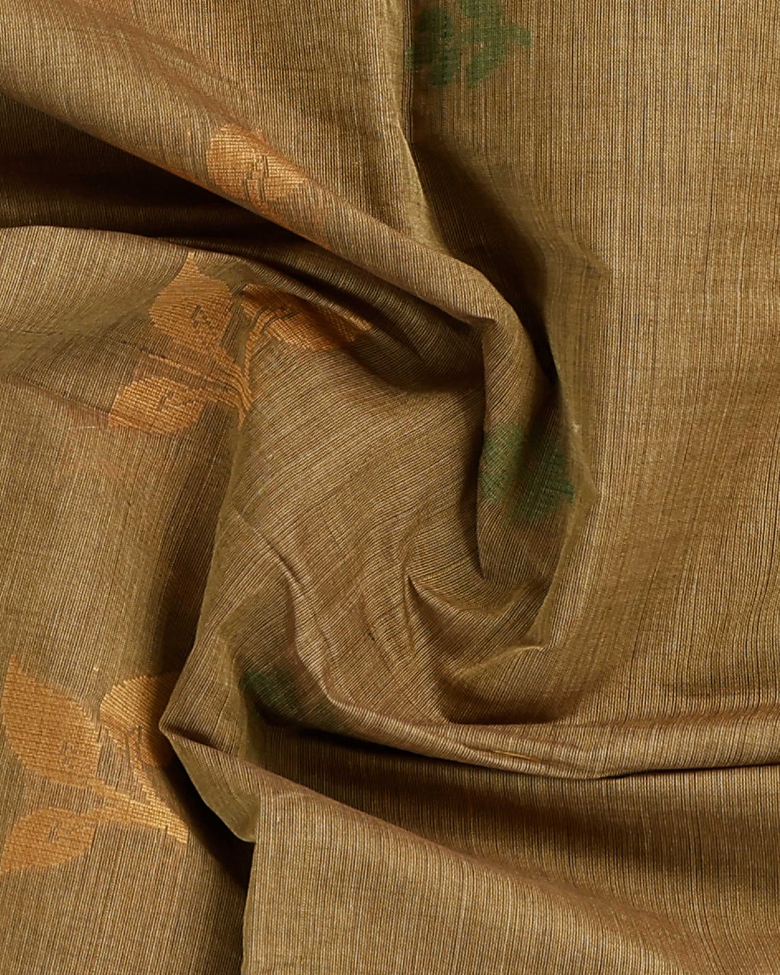 Brown Floral Printed Bengal Cotton Saree