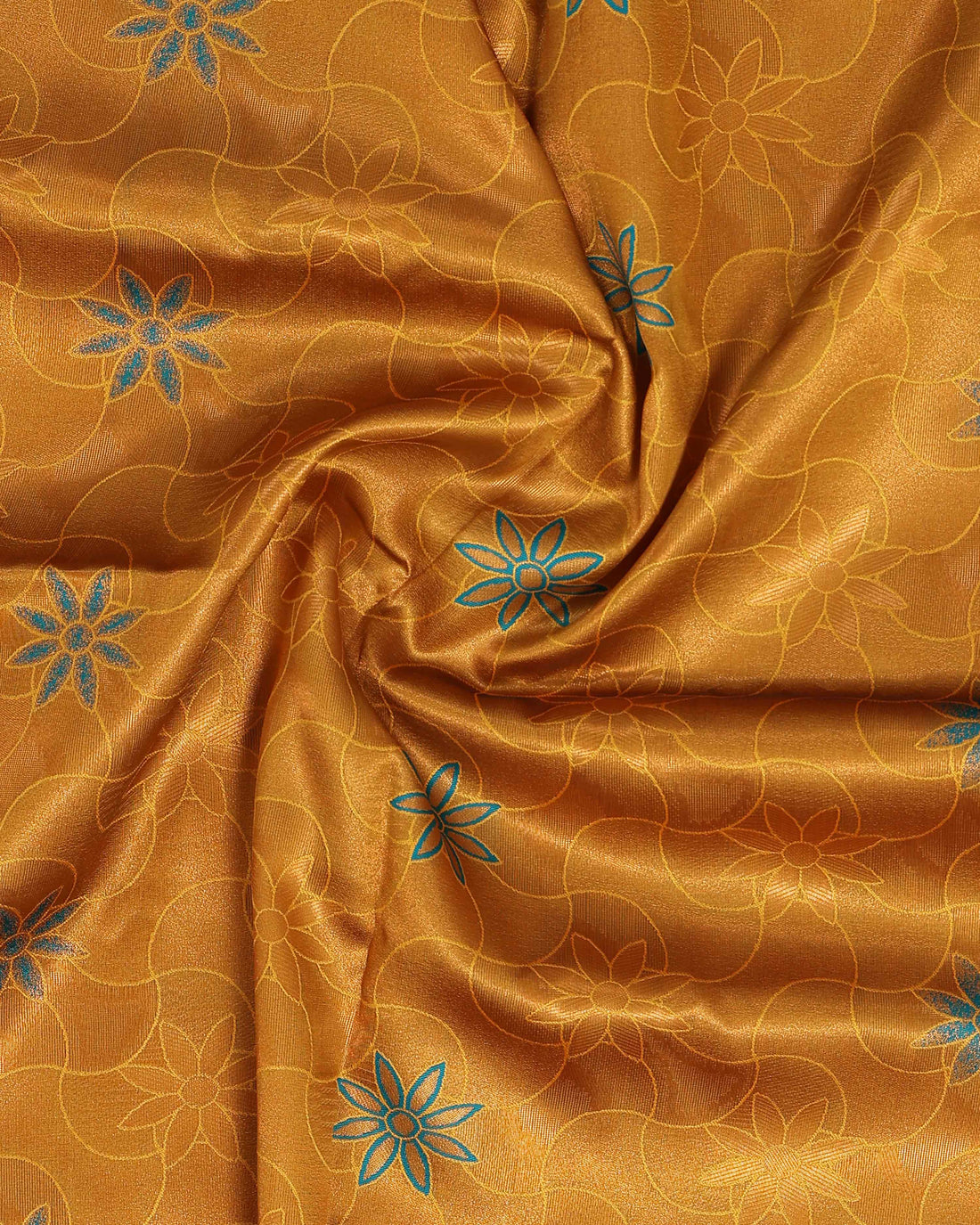 Golden Yellow Color Lichi Silk Saree