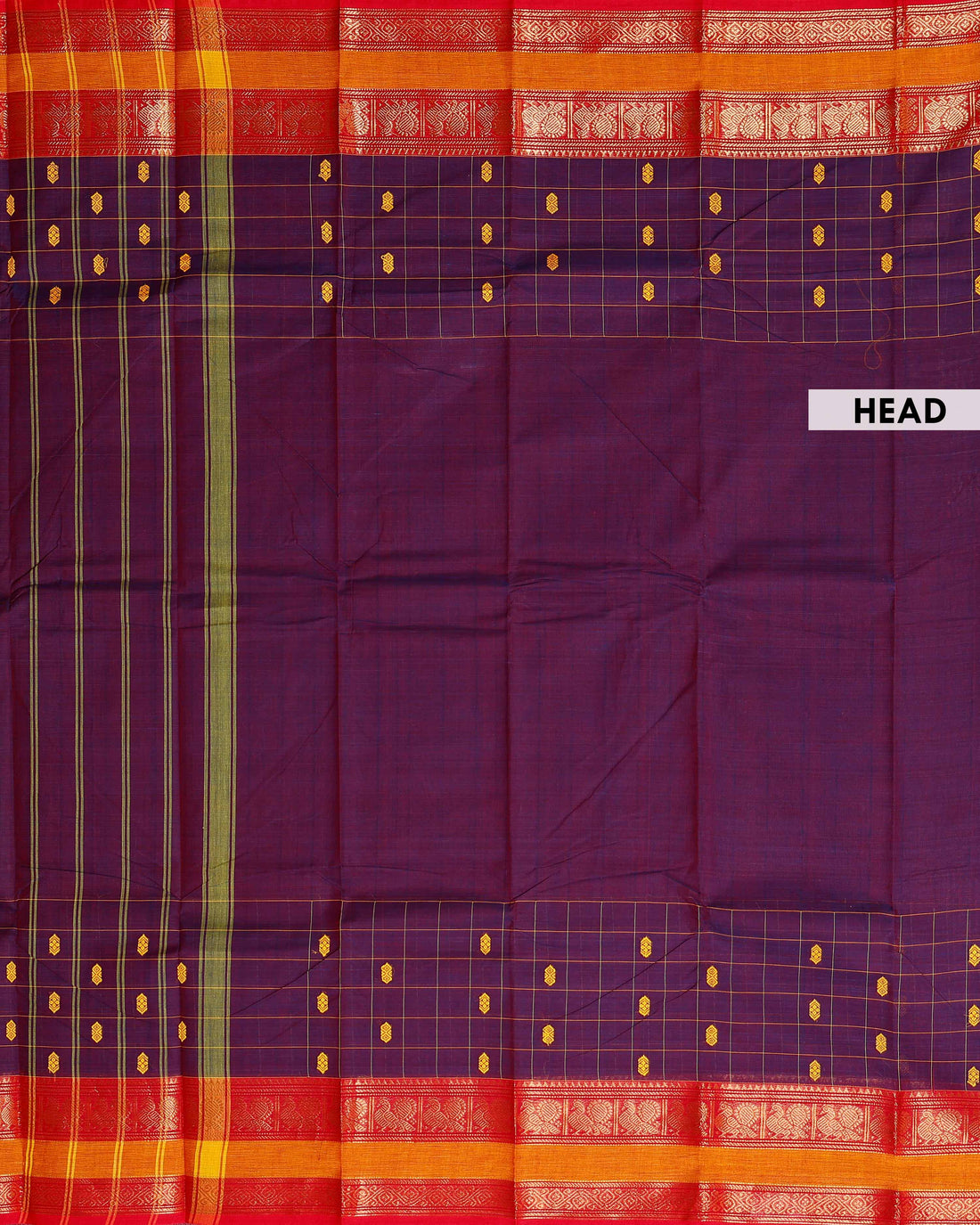 Elegant Chettinad Cotton Saree with Traditional Zari Border & Butta Motifs - Purple