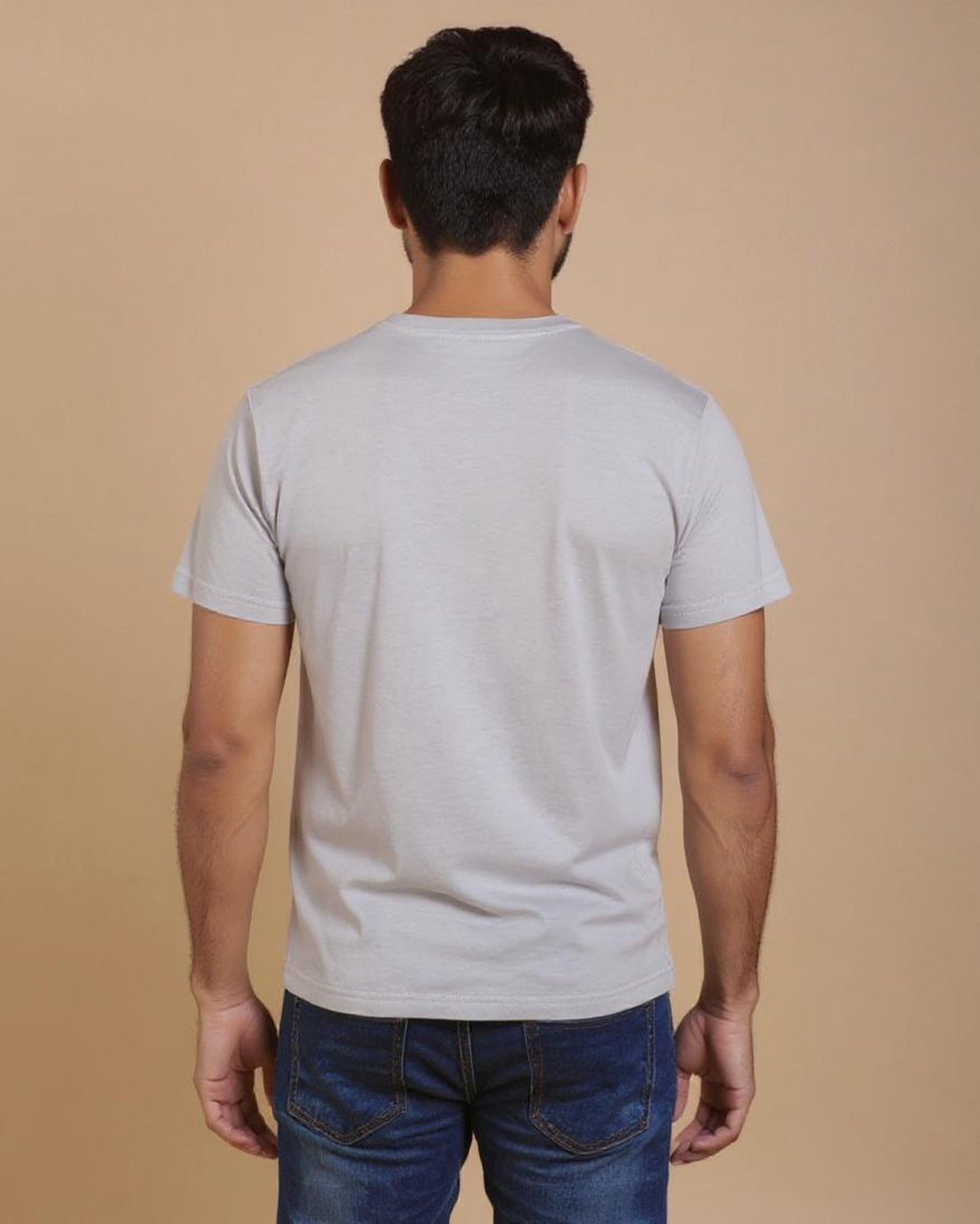 Nativebull Men's Solid Round Neck Half Sleeve Cotton T-Shirt - Grey